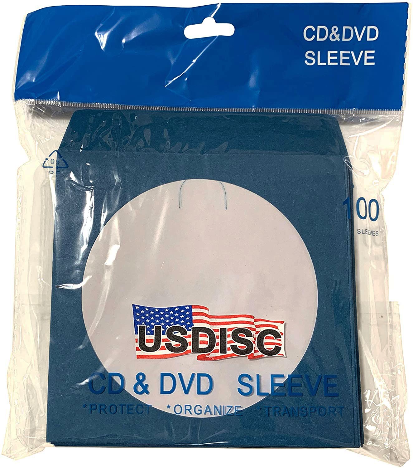 USDISC Paper Sleeves 100g Window, Flap (Blue) Lot