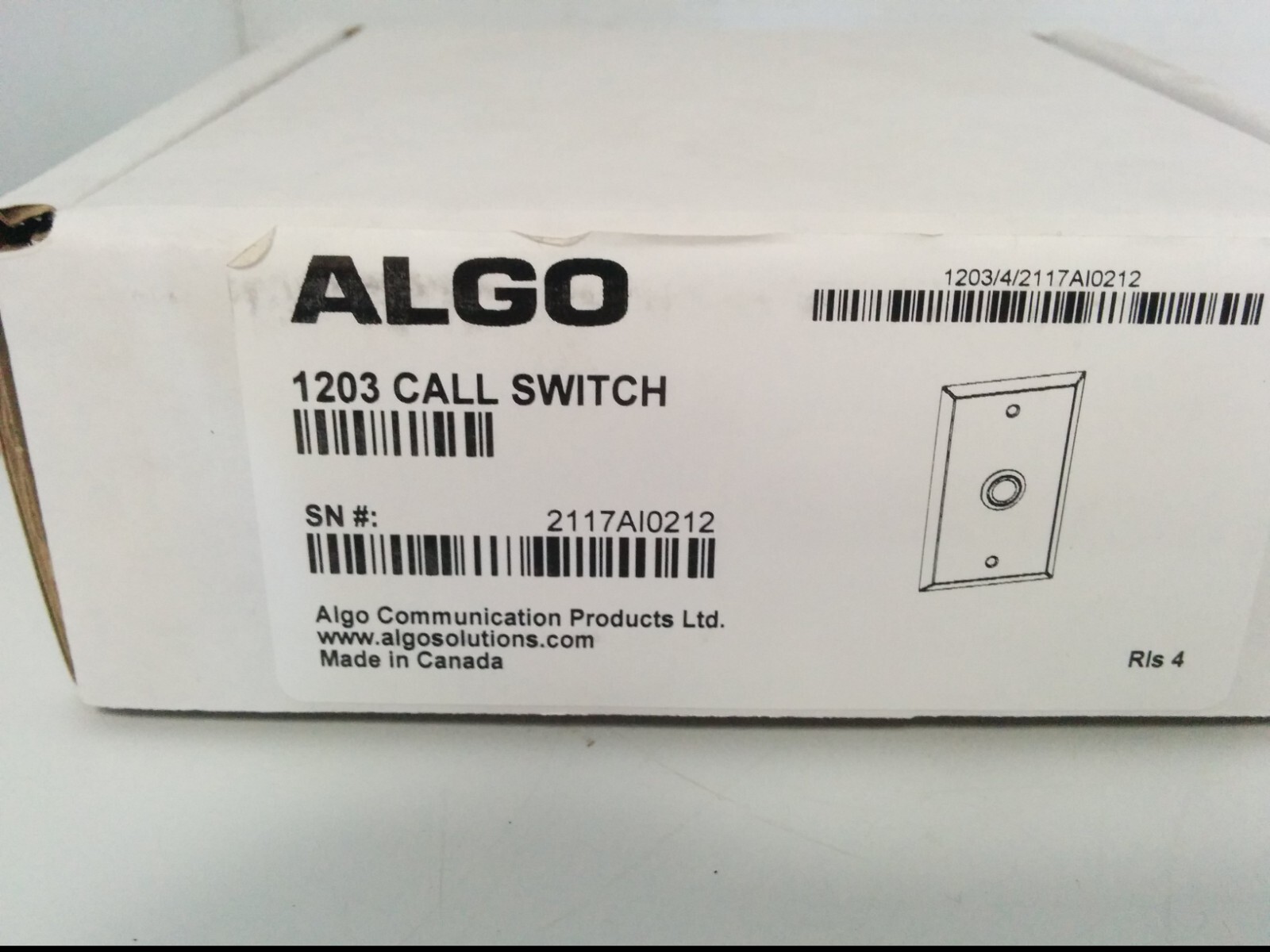 ALGO 1203 LED BACKLIT CALL SWITCH, SINGLE GANG STAINLESS STEEL FACEPLATE, NIB