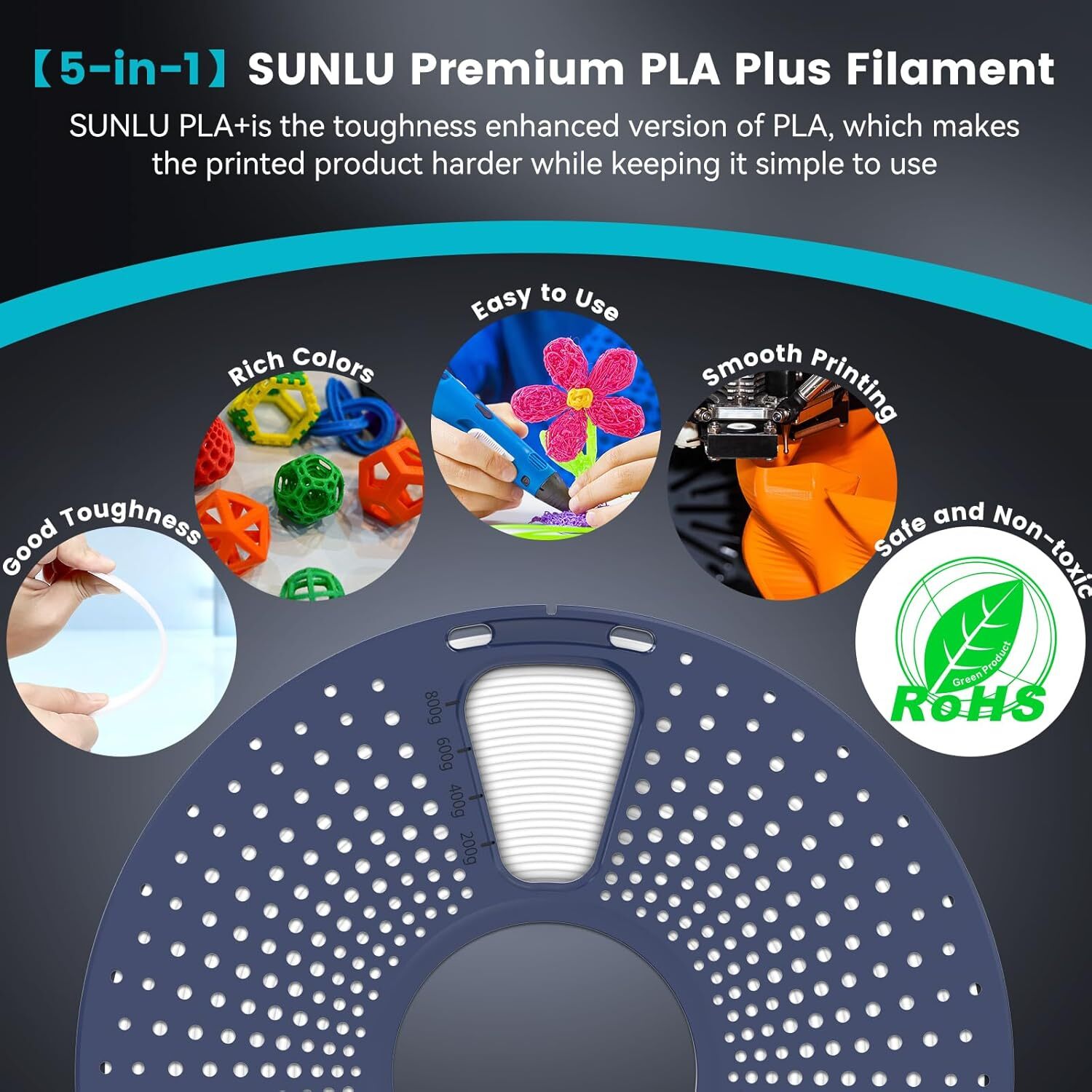 SUNLU PLA PLA+ PETG SILK ABS TPU 3D Printer Filament 1.75mm 1KG/0.25KG Non-toxic