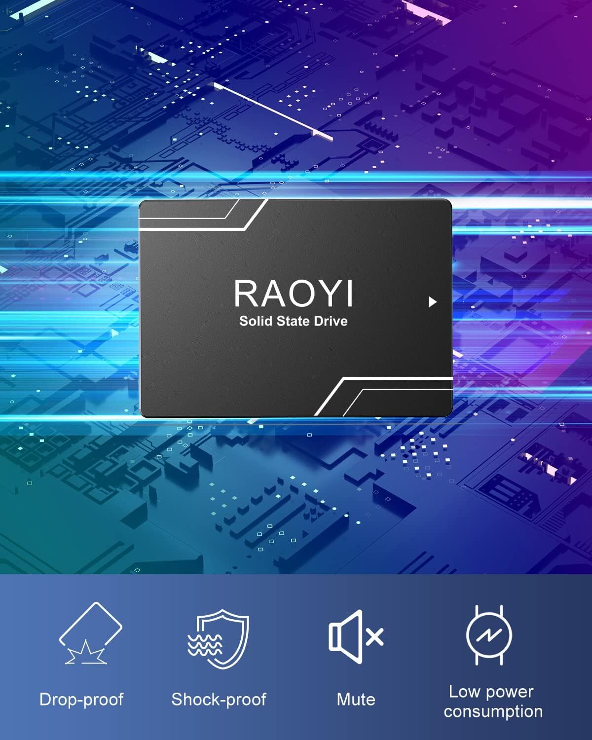 RAOYI 1TB SSD 550MB/s 2.5” SATA III Internal Solid State Drive High Speed 6Gb/s