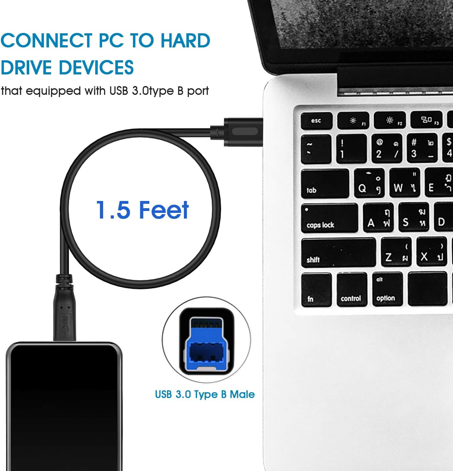 USB 3.0 Cable a Male to B Male 20Ft,Superspeed USB 3.0 A-B/A Male to B Male Cabl