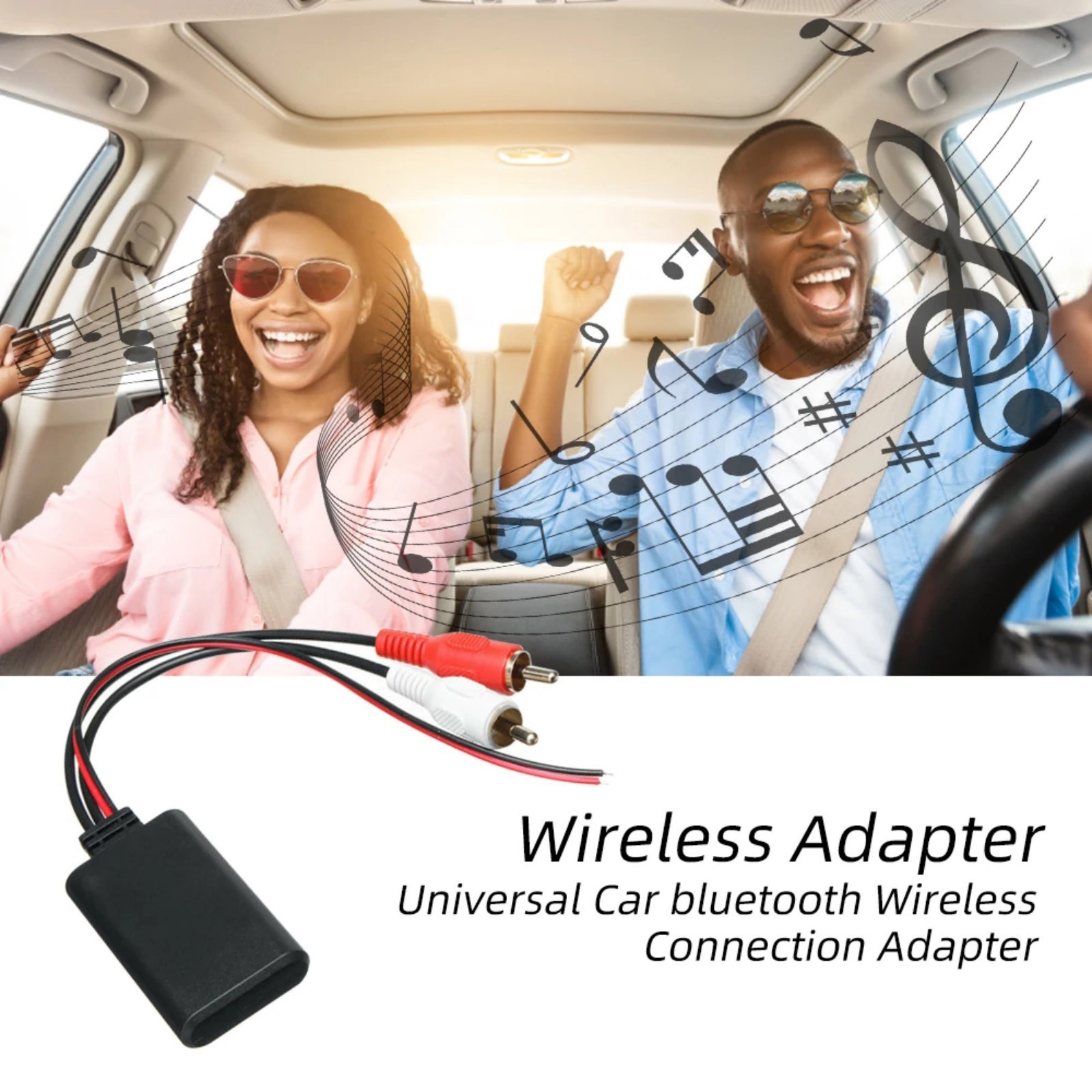 5-12V Car Bluetooth 5.0 Module 2RCA AUX Cable Adapter Audio Radio Stereo