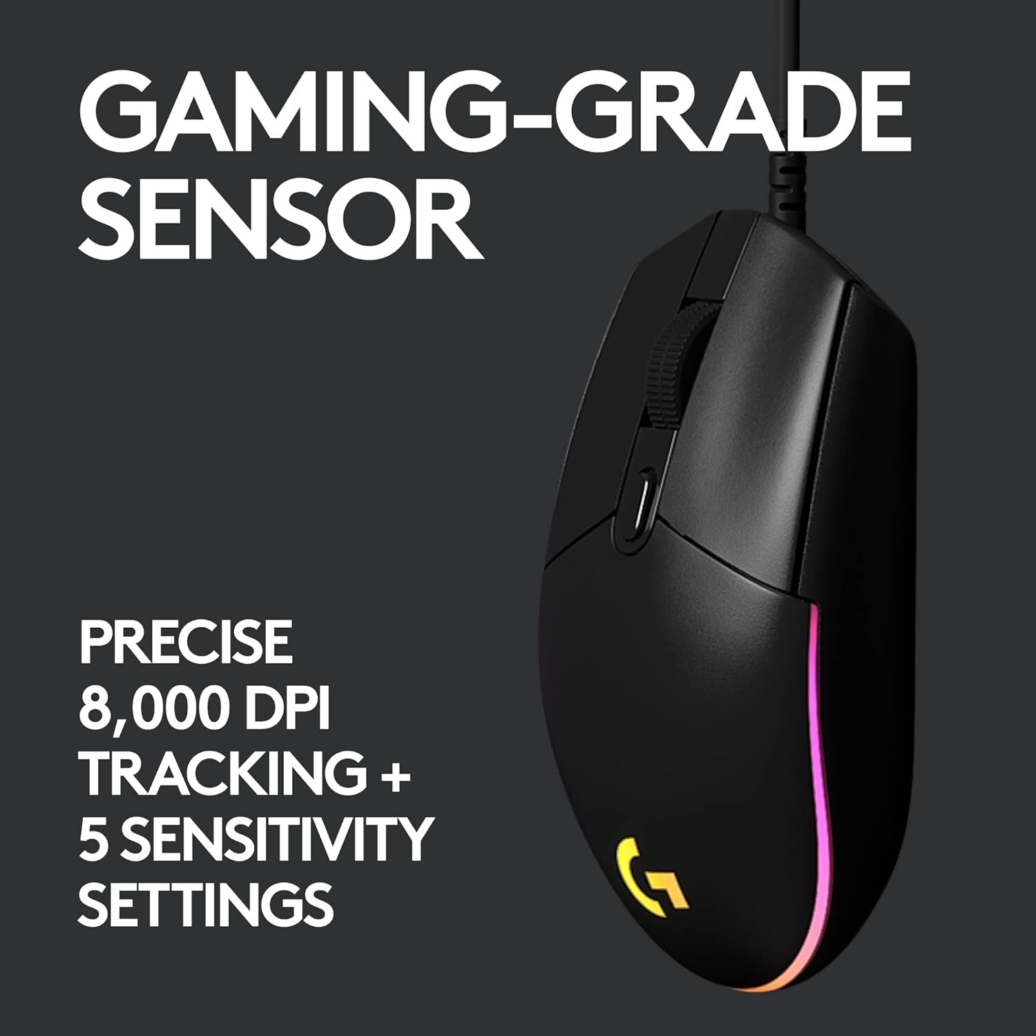 Logitech G203 LightSync Wired Gaming Mouse–Black