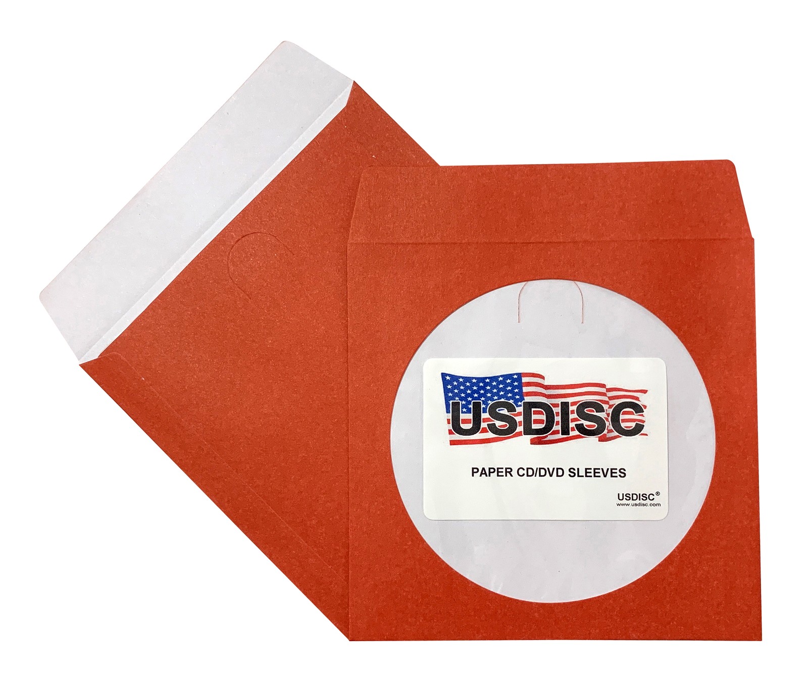 USDISC Paper Sleeves 100g Window, Flap (Red) Lot