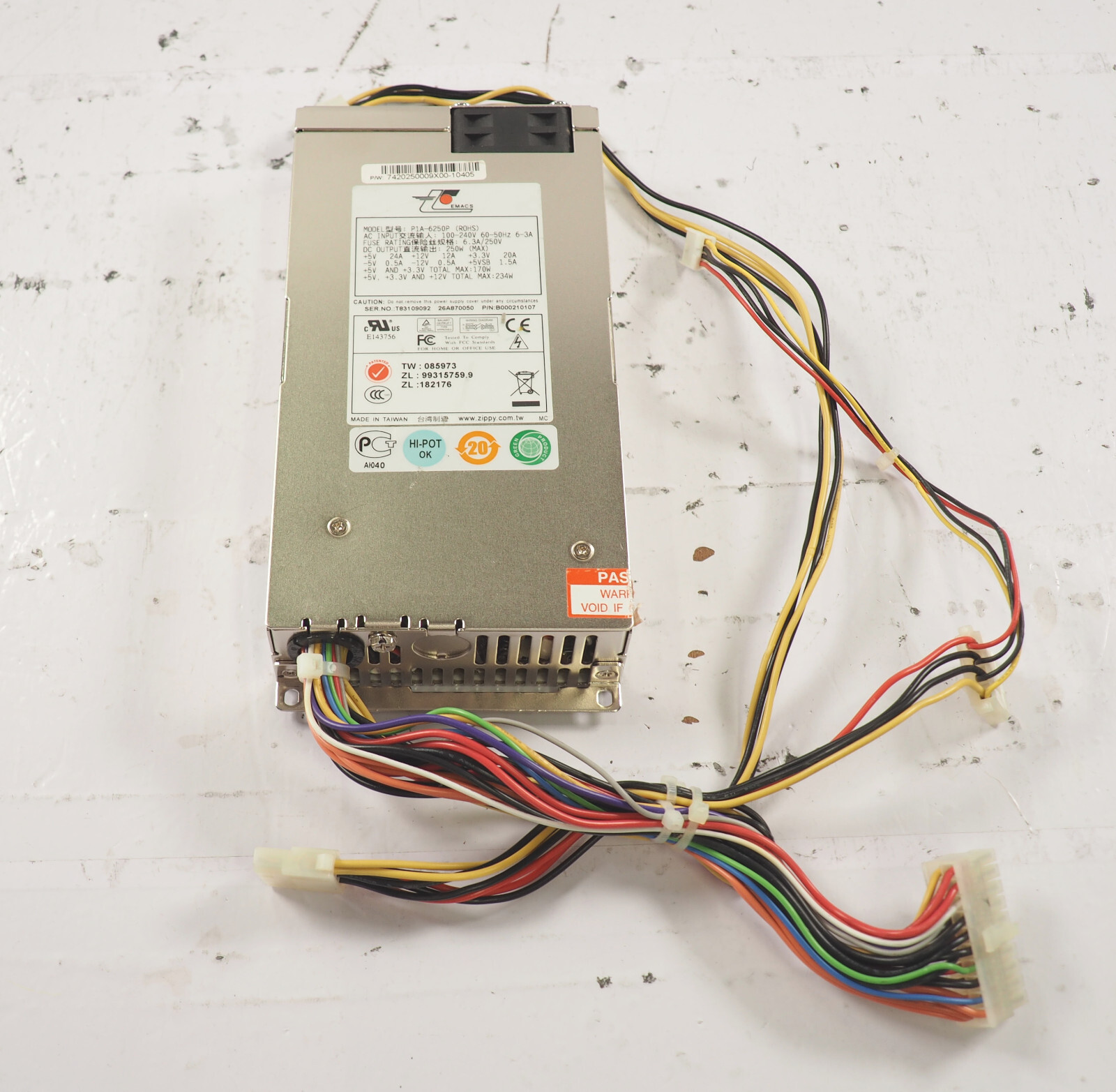 EMACS / ZIPPY P1A-6250P B000210107 250W Firewall Power Supply