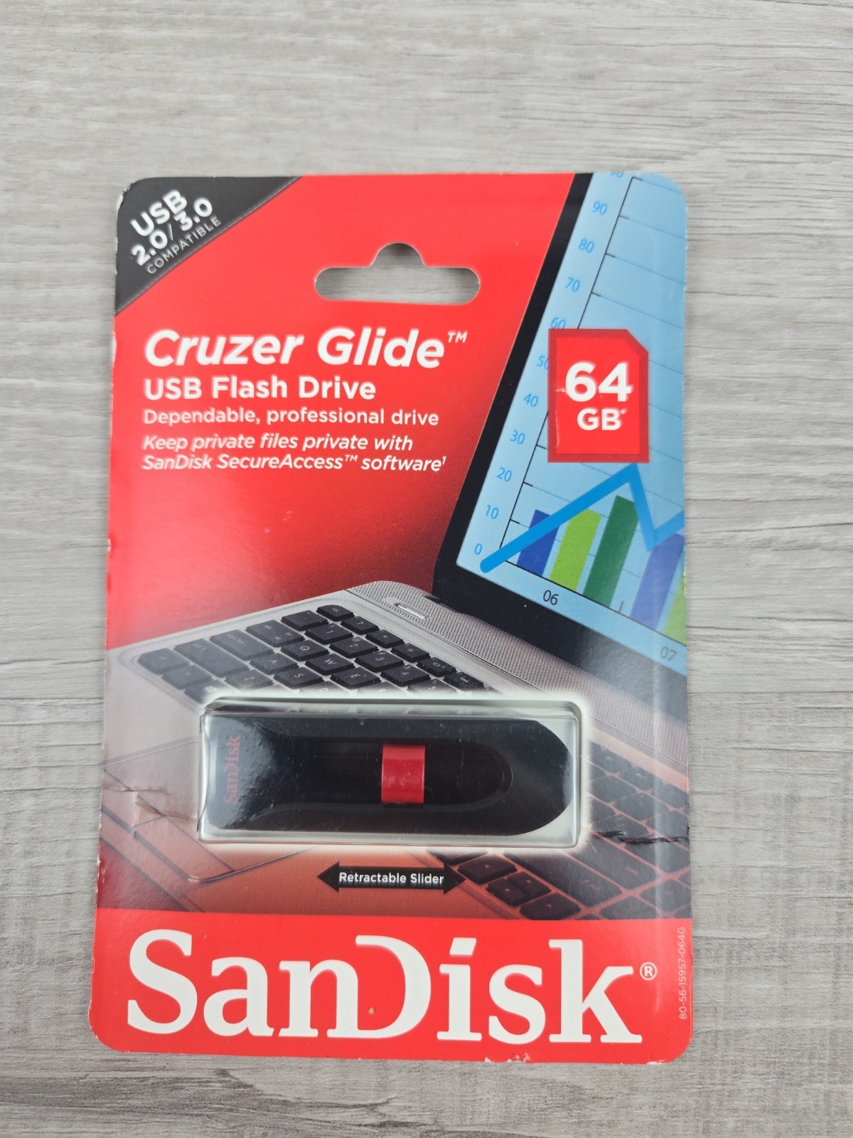 SanDisk Cruzer Glide (SDCZ60-064G-A46) 64GB USB Flash Drive