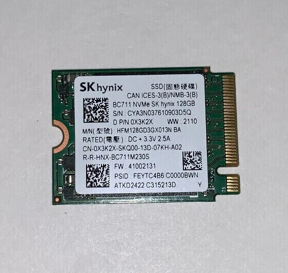 128GB SSD M.2 PCIE NVME 2230 Solid State Drive Major Brand Samsung, WD, SK Hynix