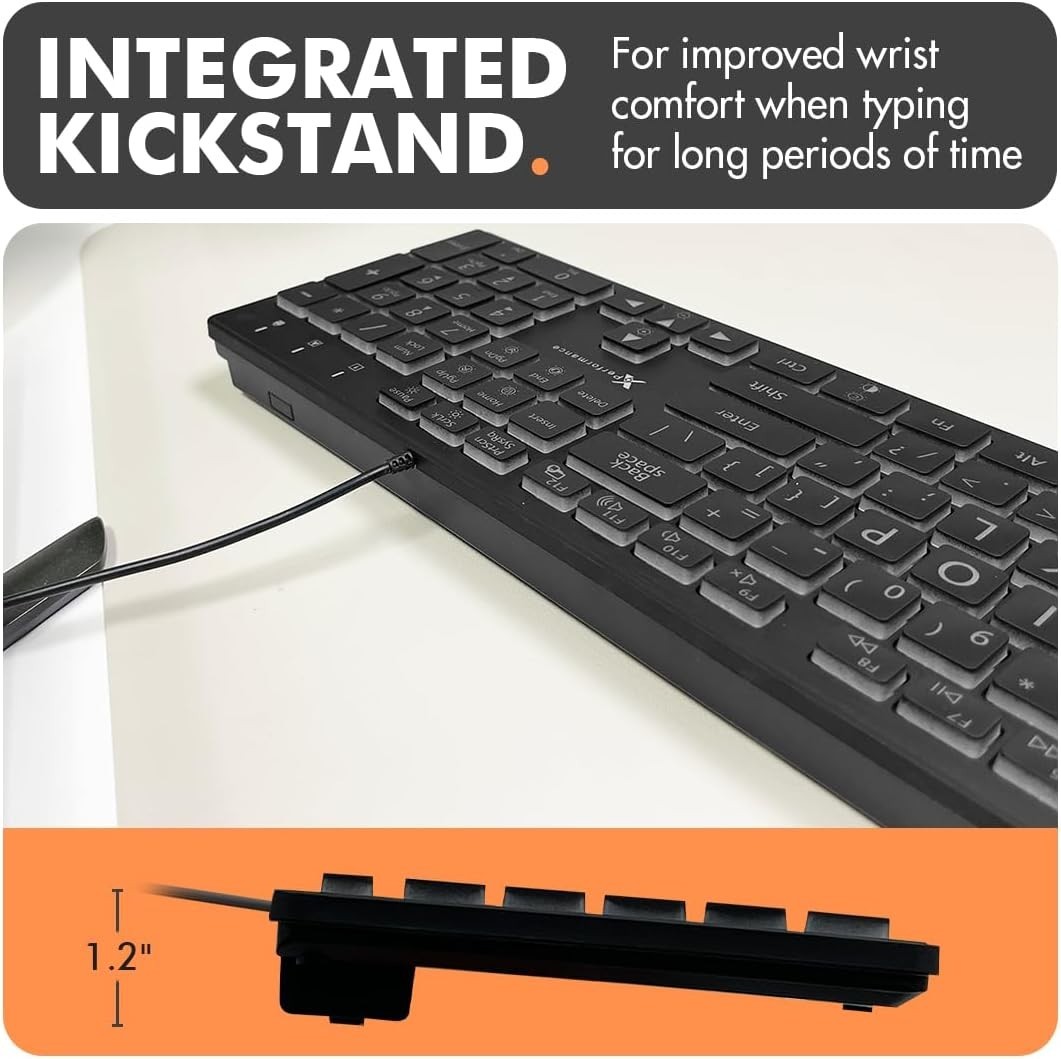 Wired Large Print Backlit Keyboard for PC – Perfect Visibility with 7 RGB Colors