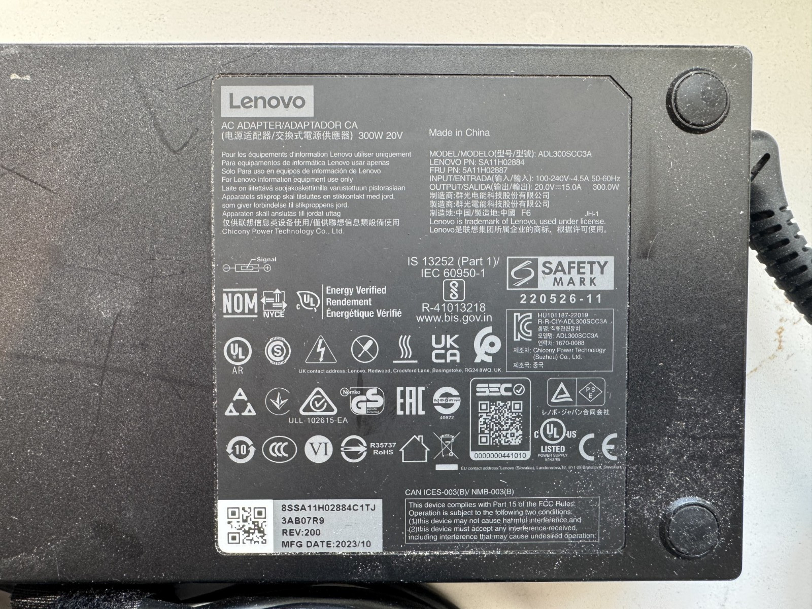300W Lenovo AC Adapter (Slim tip) Legion GAMING LAPTOP 20V/16.5A GX21K06347