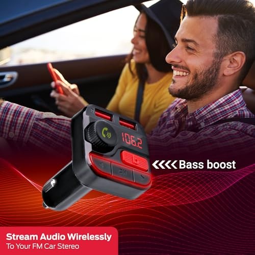 Monster Bluetooth FM Transmitter for Car Cigarette Lighter, Bass Boost, Track