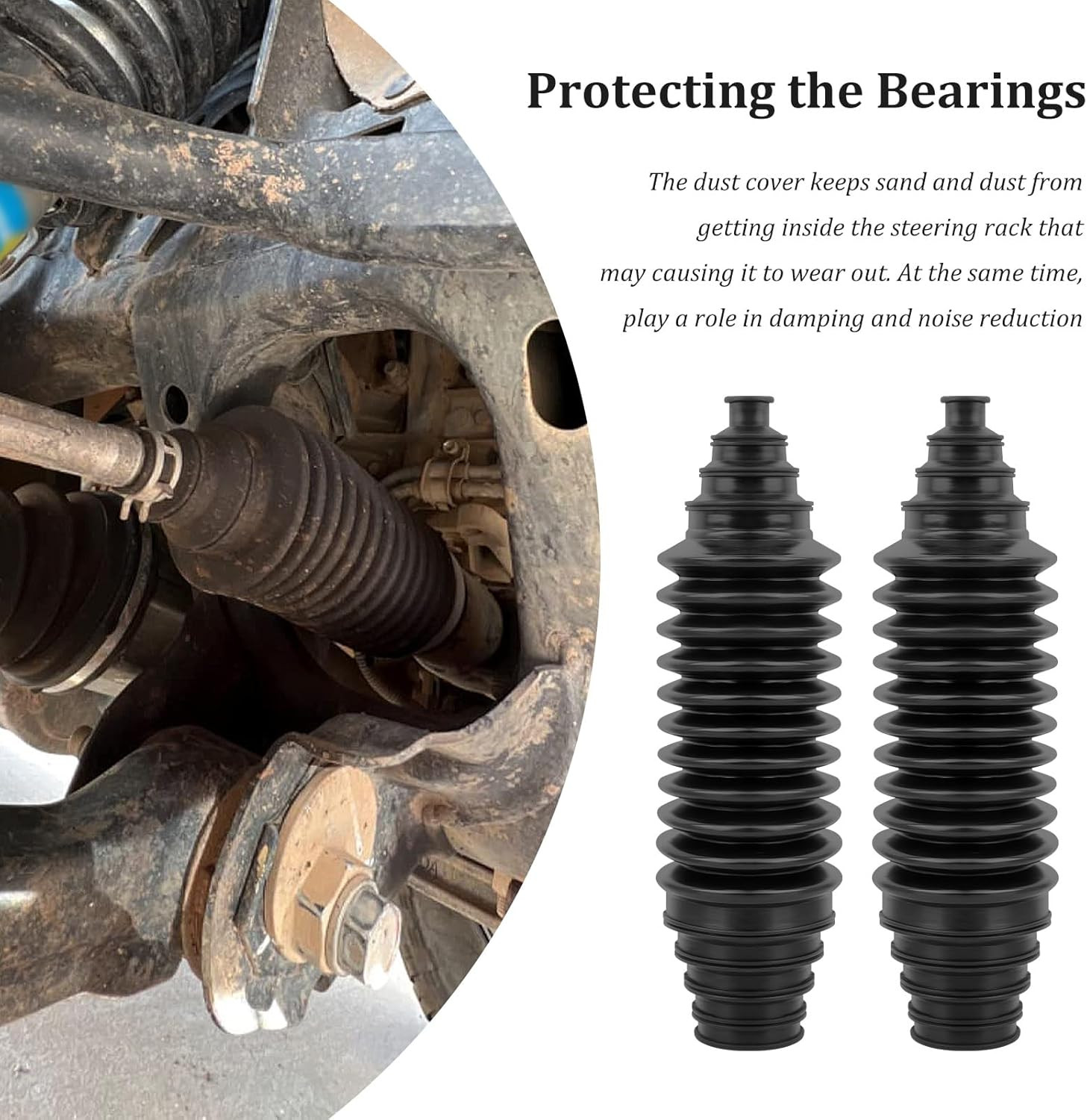 2PCS Universal Multi-Size Adjustable Inner Tie Rod Rack and Pinion Boot Kit