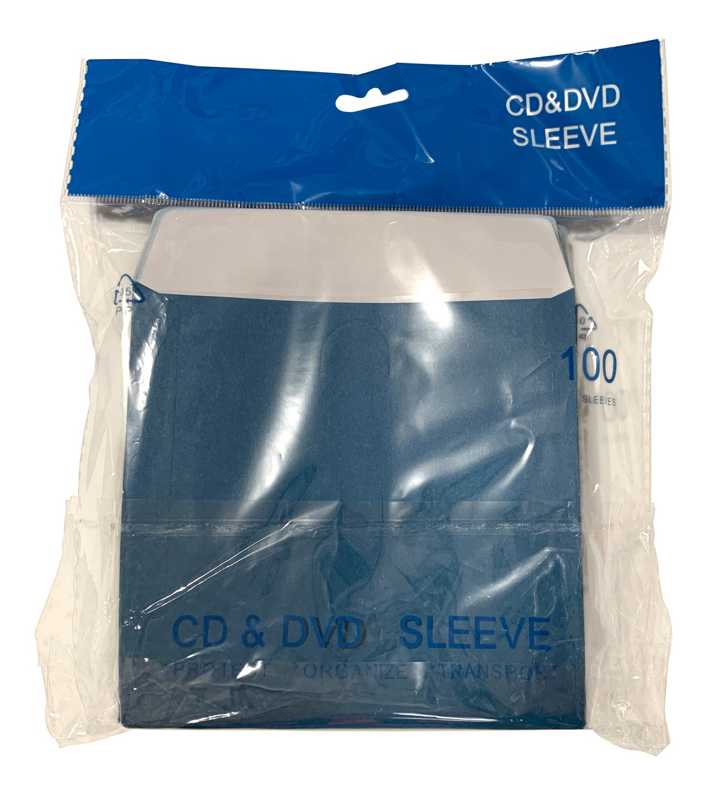 USDISC Paper Sleeves 100g Window, Flap (Blue) Lot