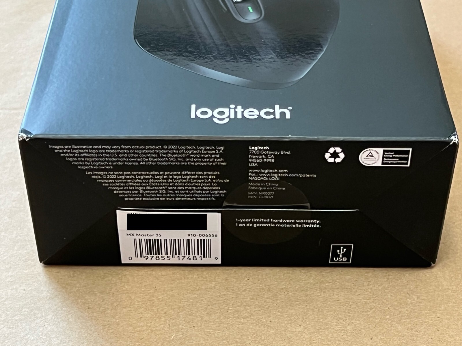 NEW LOGITECH MX MASTER 3S PERFORMANCE WIRELESS MOUSE COLOR: BLACK PN: 910-006556