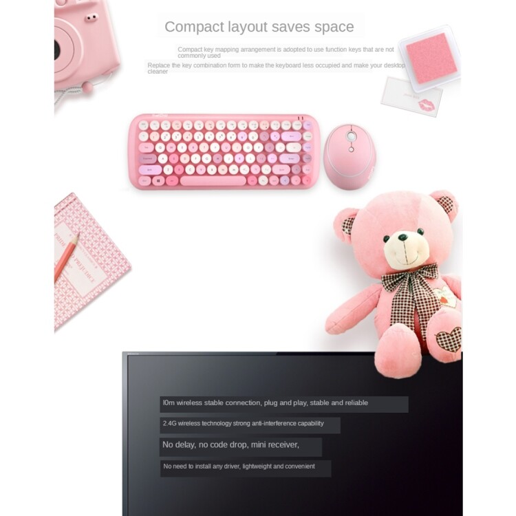Mofii CANDY Keyboard Mouse Combo Wireless 2.4G Mixed Color 84Key Green