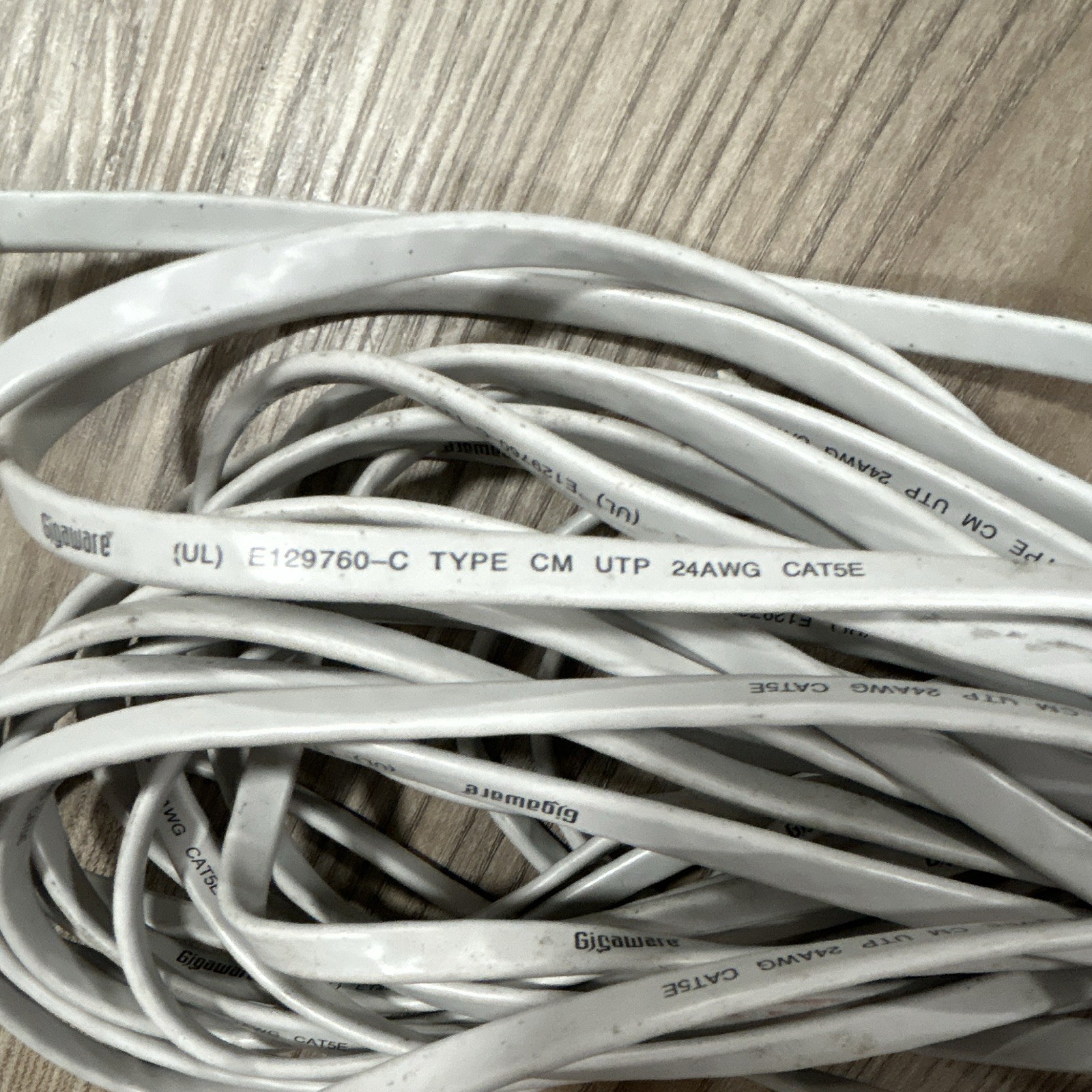 Gigaware Cat5e Flat Ethernet Patch Cable RJ-45 Male to Male White 55 ft