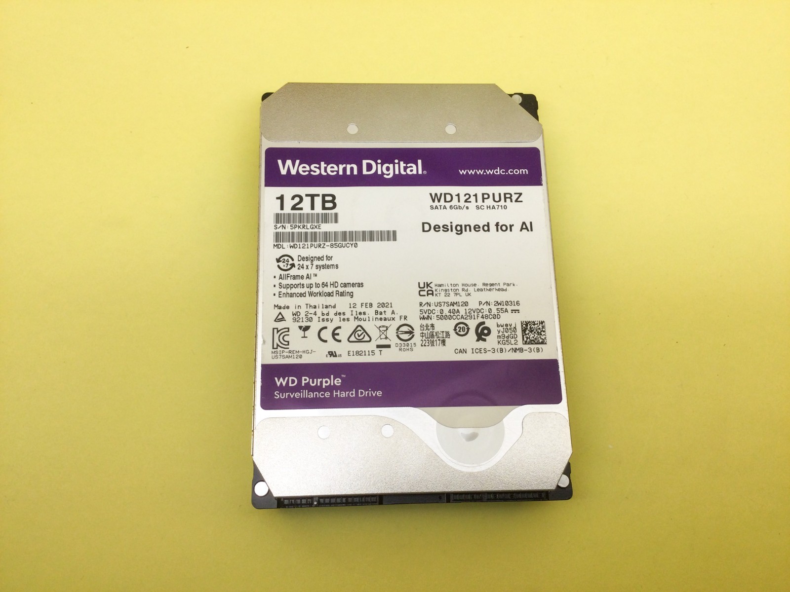 WD Purple 12TB 7200 RPM 256MB SATA 6.0Gb/s 3.5″ Hard Drive WD121PURZ
