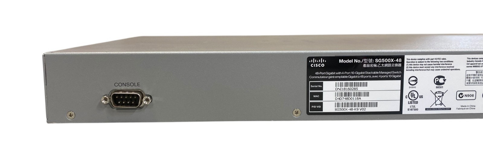 Cisco SG500X-48-K9 V02 48 Port Managed Gigabit Network Switch