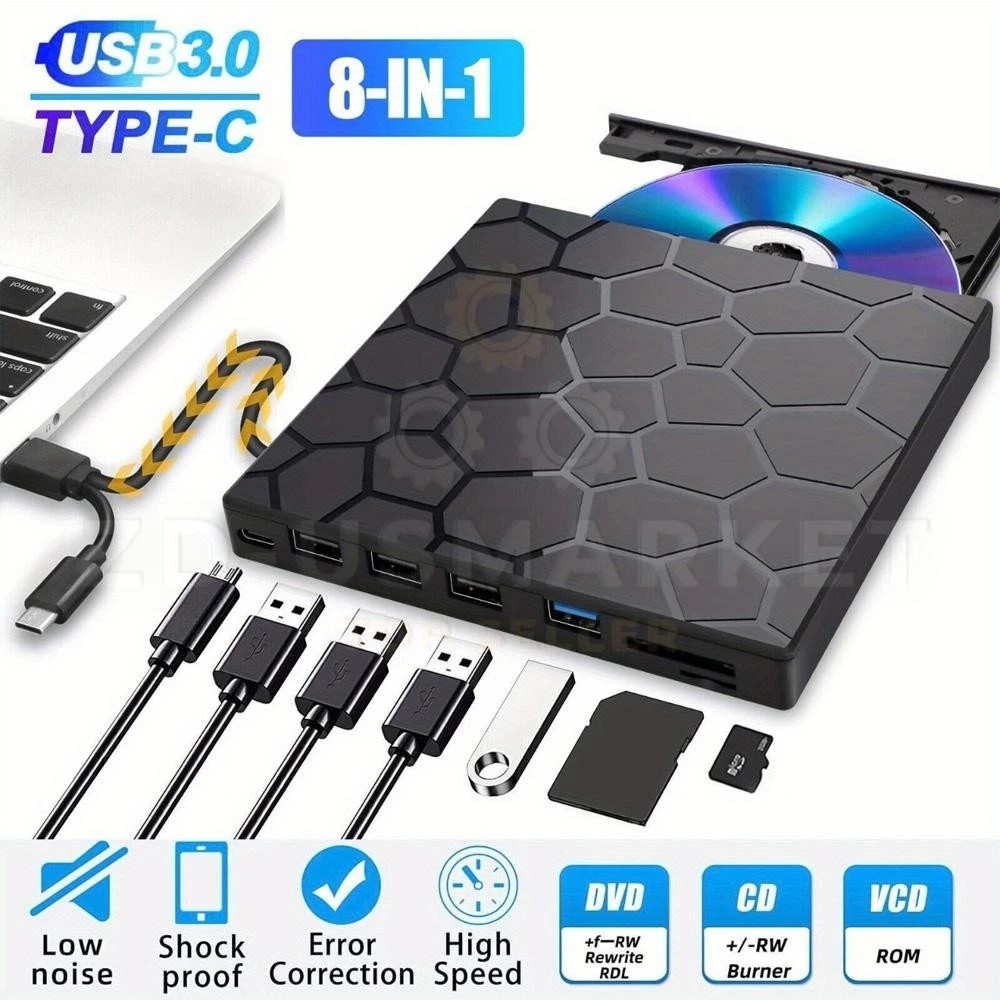 USB 3.0 Slim External CD DVD Drive Disc Player Burner Writer For Laptop PC Mac
