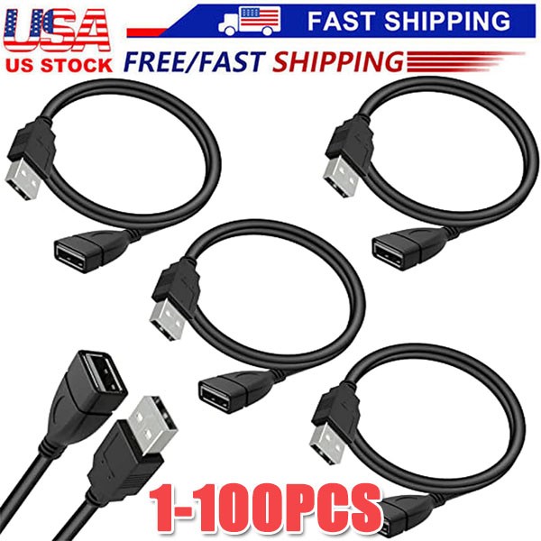 High-Speed USB-USB Extension Cable USB 2.0 Adapter Extender Cord Male/Female LOT