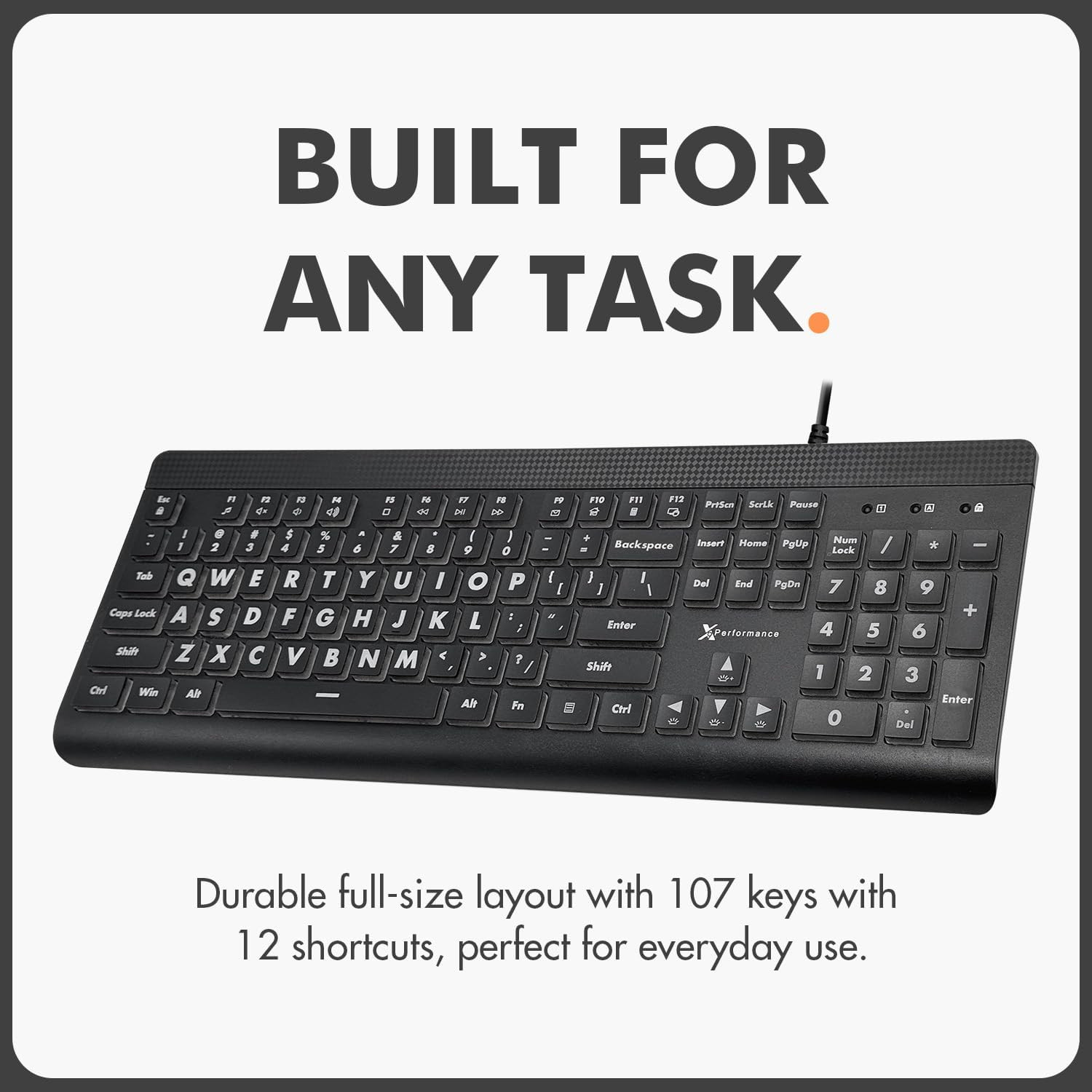 X9 Large Print Backlit Keyboard Big Letters LED USB Wired PC Laptop