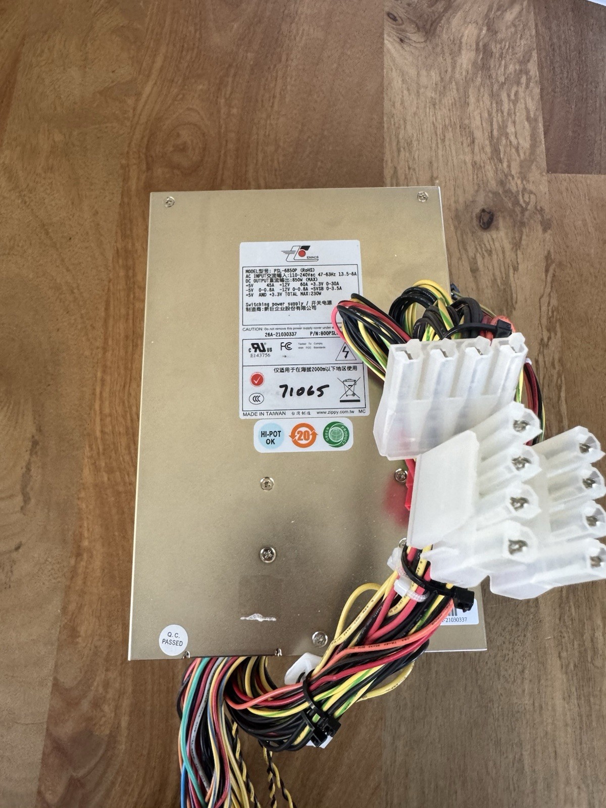 ZIPPY PSL-6850P 850W ATX Server Power Supply (45drives Storinator PSU)