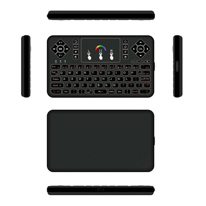 Mini 7 Color Backlit Handheld 2.4 USB Wireless Keyboard Keypad Fly Mouse Remote