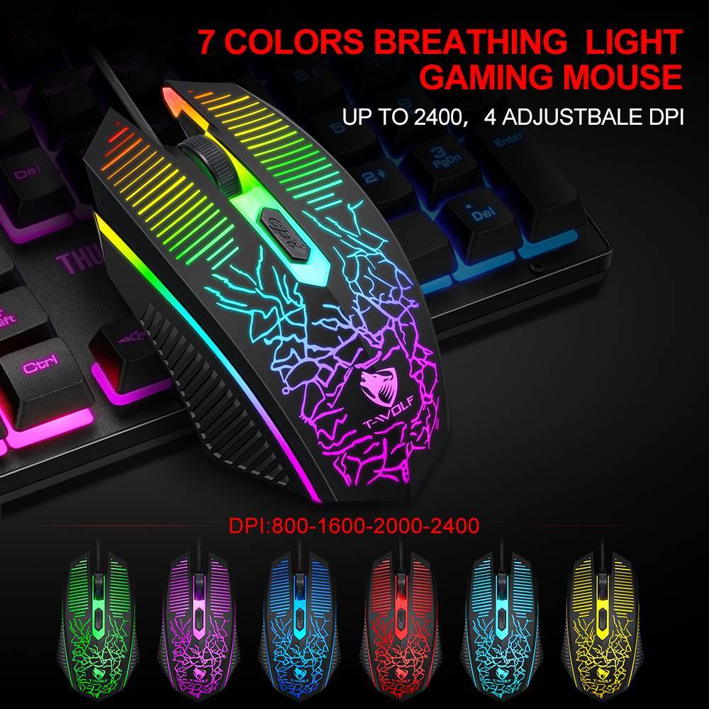 4 in 1 Gaming Keyboard Mouse & Headset & Mouse Pad Set RGB LED Gamer PC Bundle