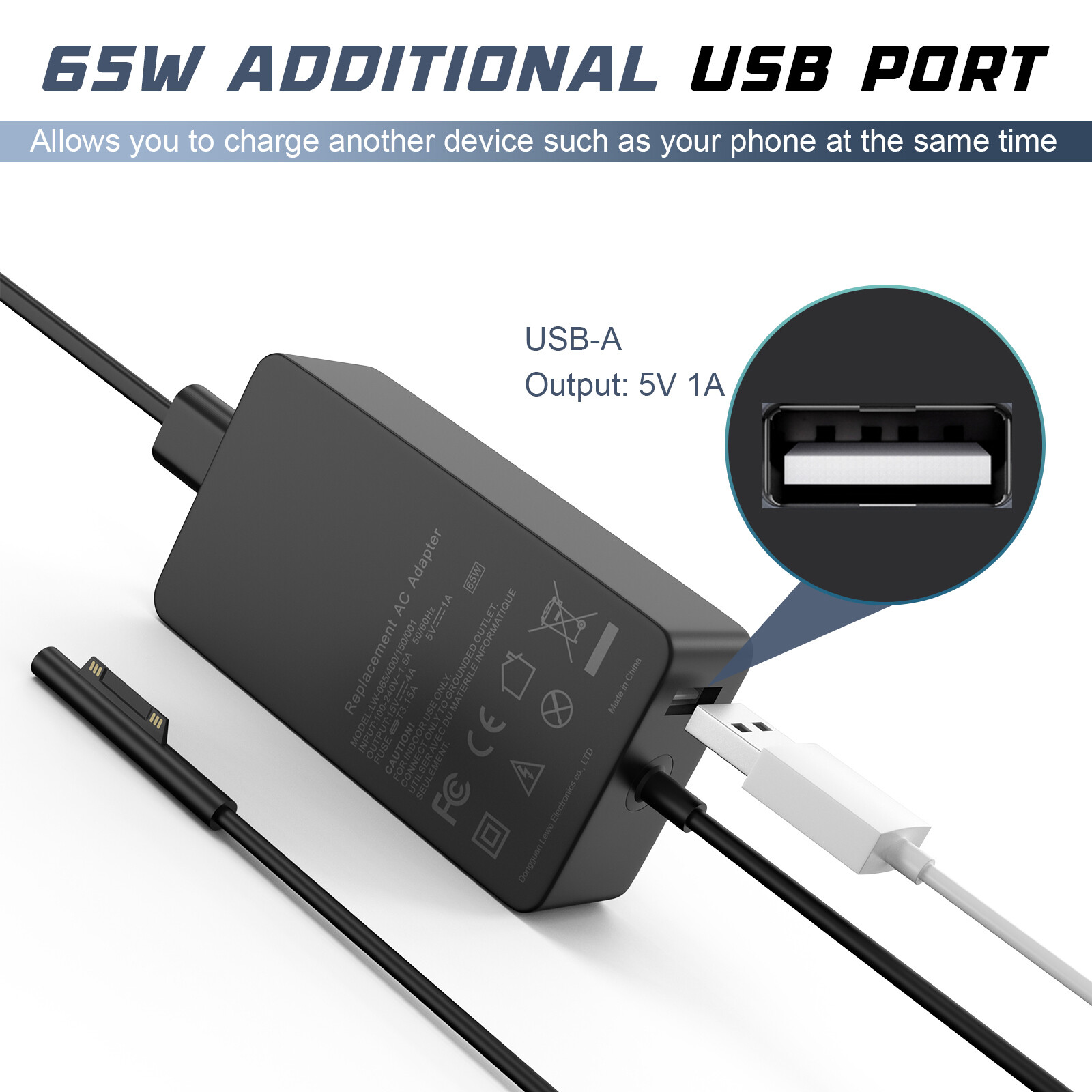 65W Adapter Charger For Microsoft Surface Pro 3/4/5/6/7/8/9/X Laptop 1/2/3 1706