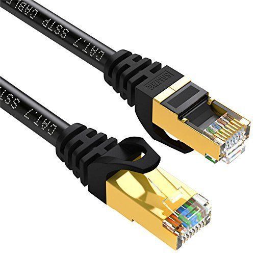 CAT7 U/FTP Gold Plated Shielded Ethernet RJ45 Network Patch Cable Cord 3ft Black