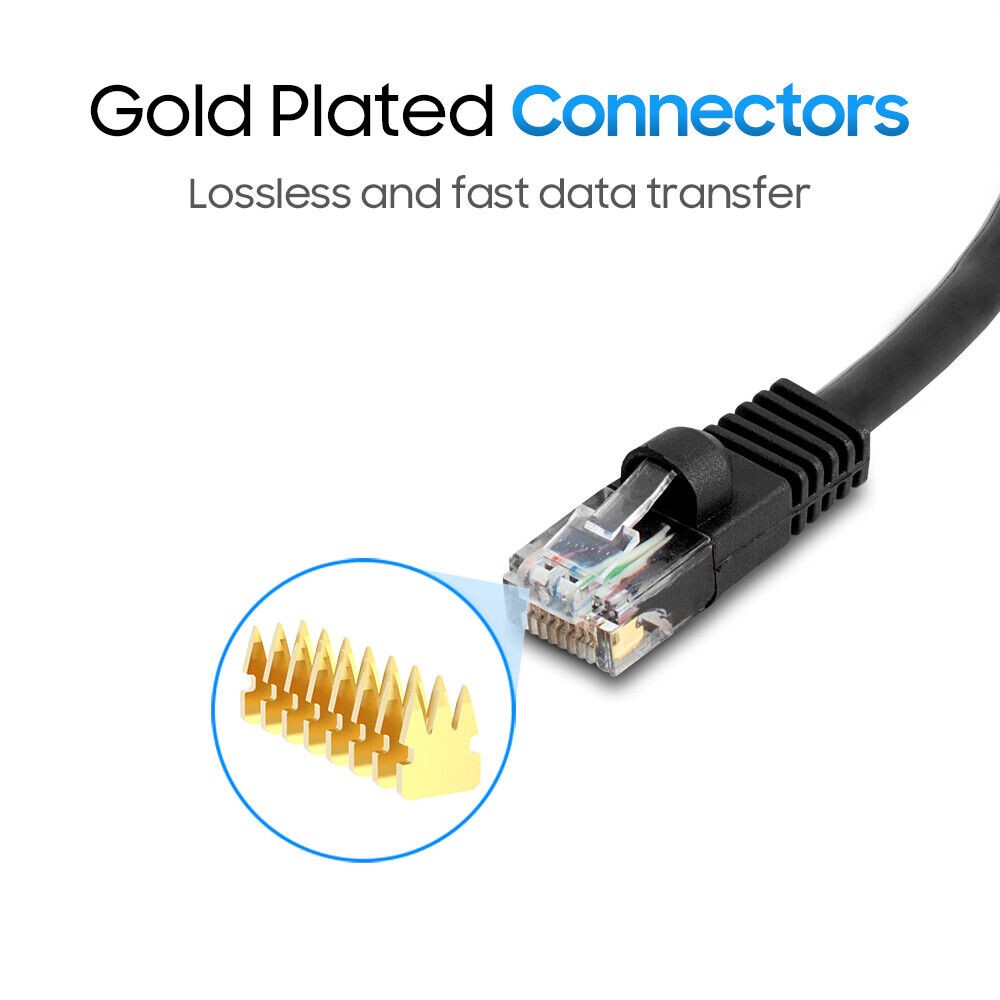Cat5e Patch Cable Black Cat 5e Ethernet Cord Internet LAN RJ45 Network Wire LOT