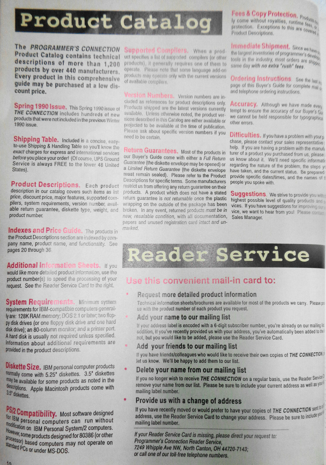 The Connection : Computer Products Buyer’s Guide, Spring 1990