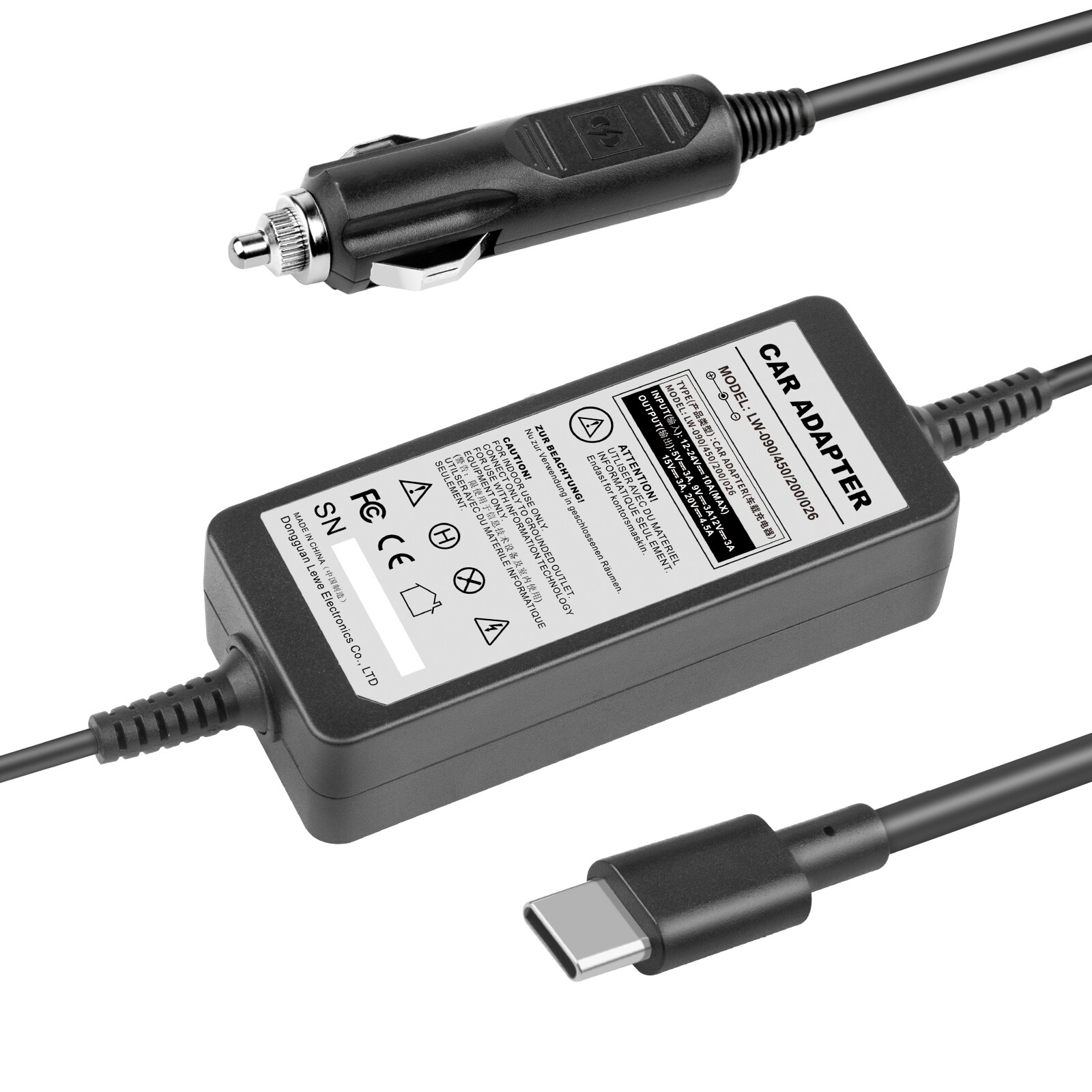9V-32V DC To USB-C 65W Vehicle Car Charger For Laptops Tablets Smart Phones