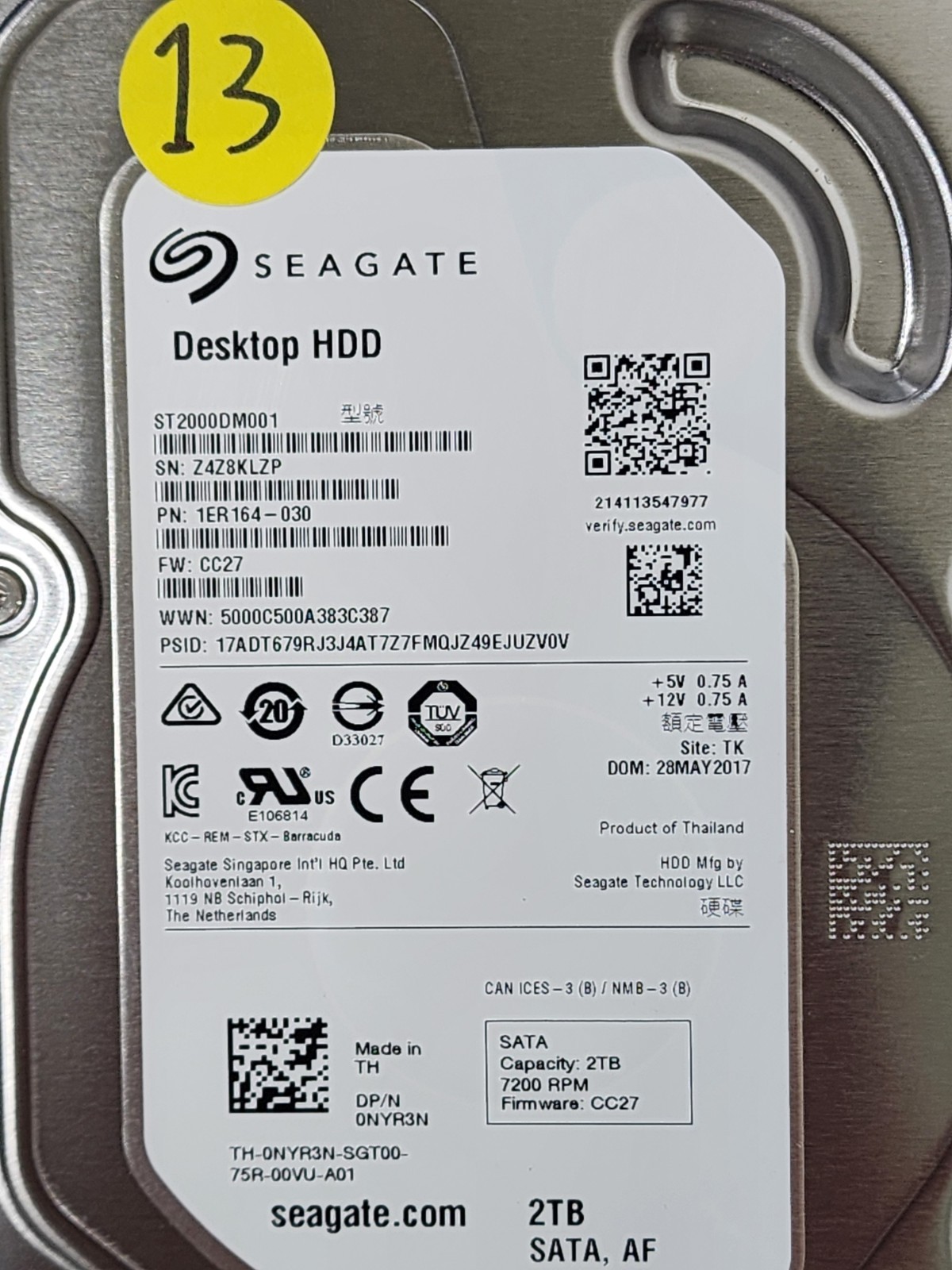 Lot of 16 Seagate/Western Digital 1TB 2TB 4TB 7200RPM SATA 3.5″ Hard Drive HDD