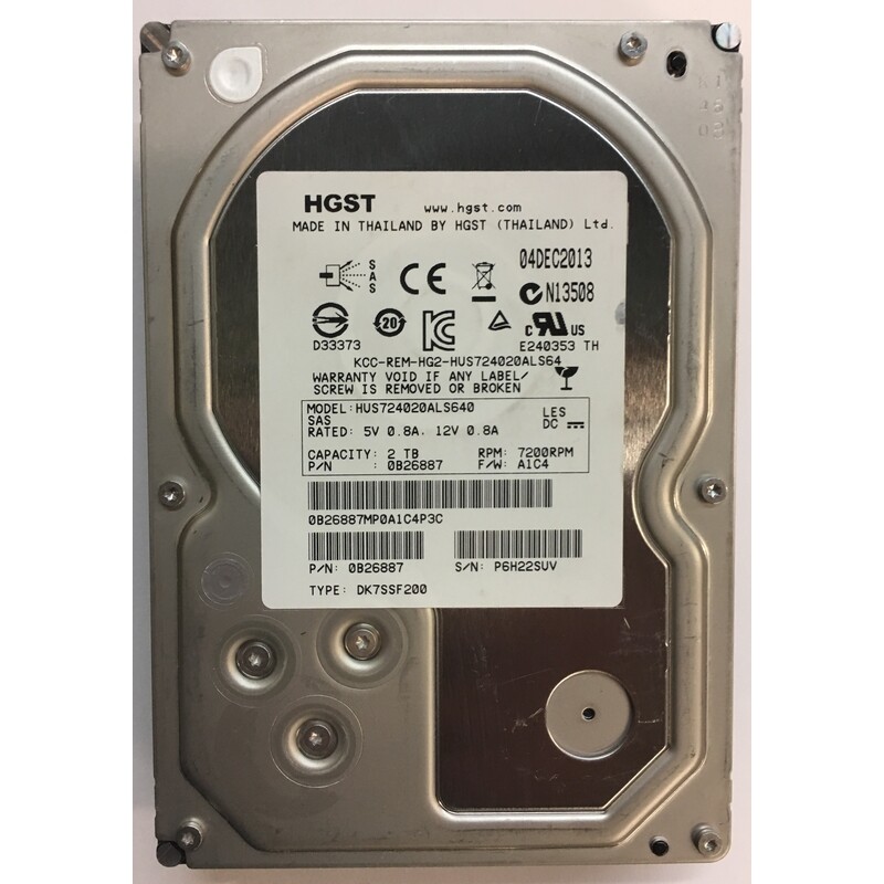 HGST Hitachi HUS724020ALS640 2TB 3.5″ SAS HDD 0B26887