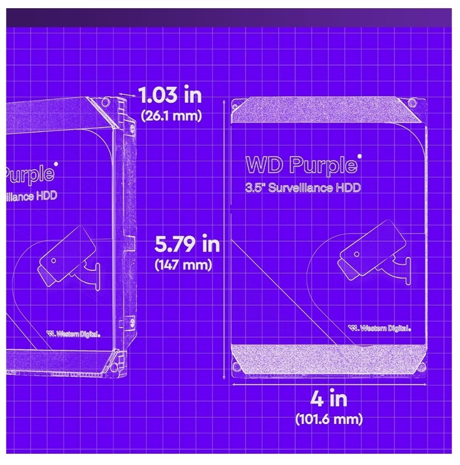 Western Digital WD Purple 2TB Hard Drive HDD for DVR NVR Security Camera CCTV