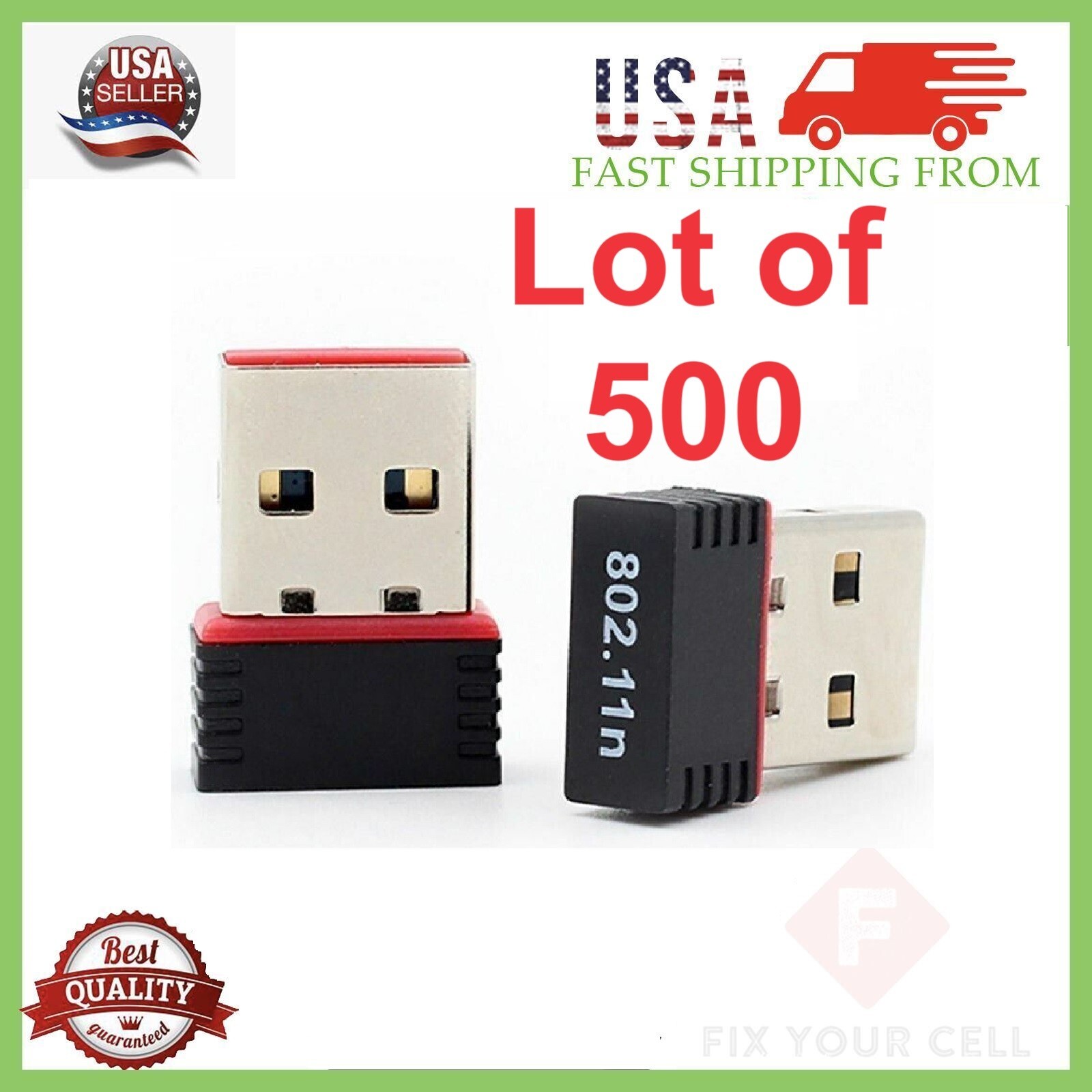 Lot of 500 Mini USB WiFi WLAN Wireless Network Adapter 802.11 Dongle RTL8188 WIN