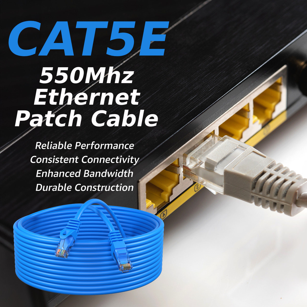 Cat5e CAT5 Network Ethernet Computer Patch Cable PC XBOX, PS3, PS4 Blue lot