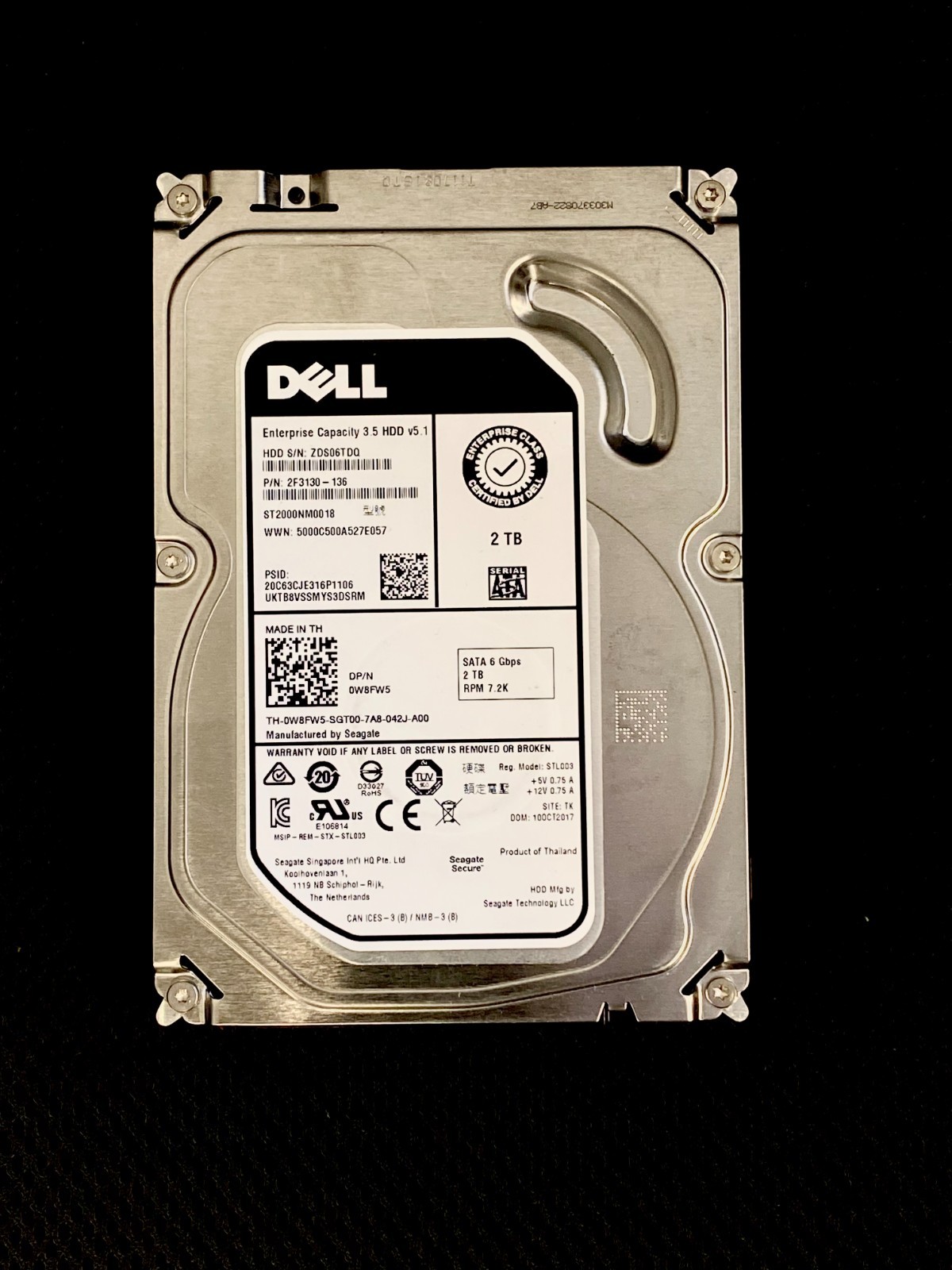 Dell 2TB SATA HDD Hard Disk Drive 7200rpm ST2000NM0018 0W8FW5