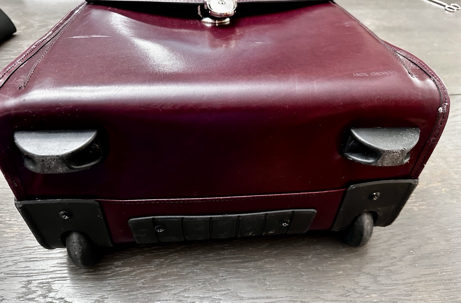 JACK GEORGES Business Rolling Laptop Briefcase Burgundy Leather Free Shipping!