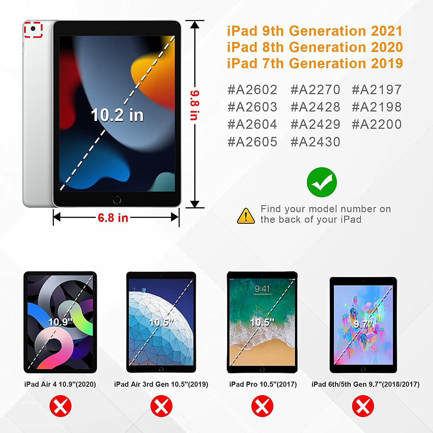 Backlit Keyboard Case For iPad 9th /8th /7th (2021/2020/2019) 10.2 Inch Cover