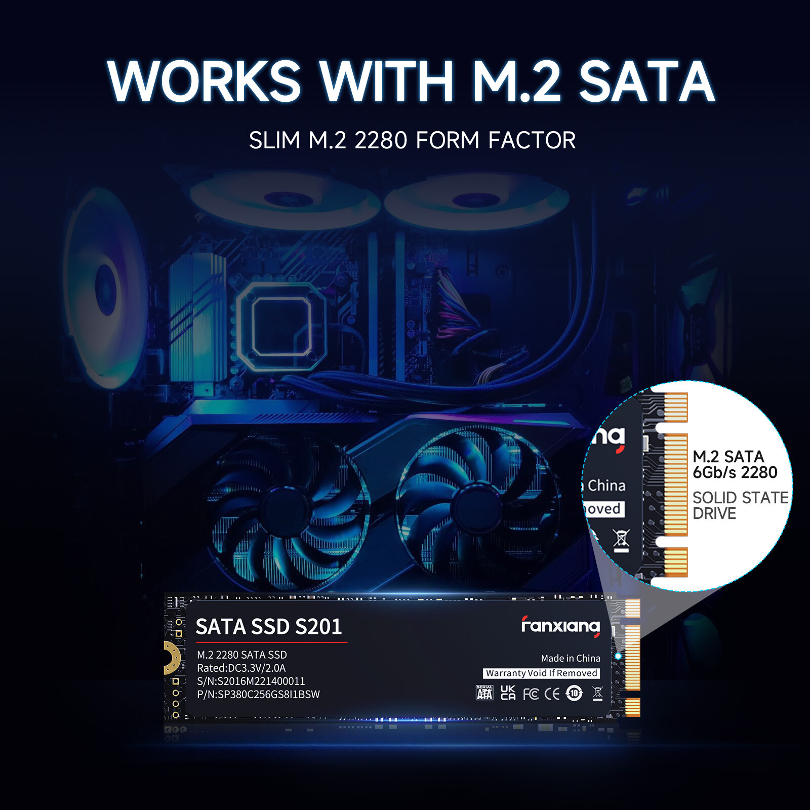 Fanxiang M.2 SATA 1TB SSD Hard Drive TLC 6Gbs 560MB/S Internal Solid State Drive