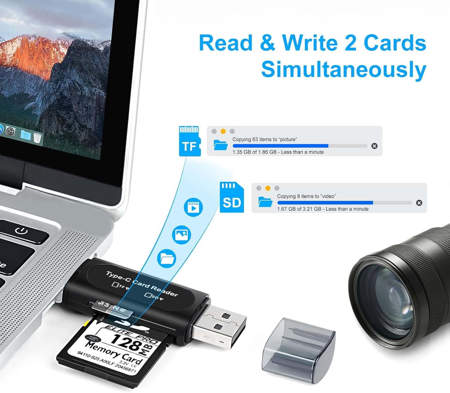 Card Reader USB 3.0 To SD Micro TF Memory Card Adapter PC Laptop Accessories Lot