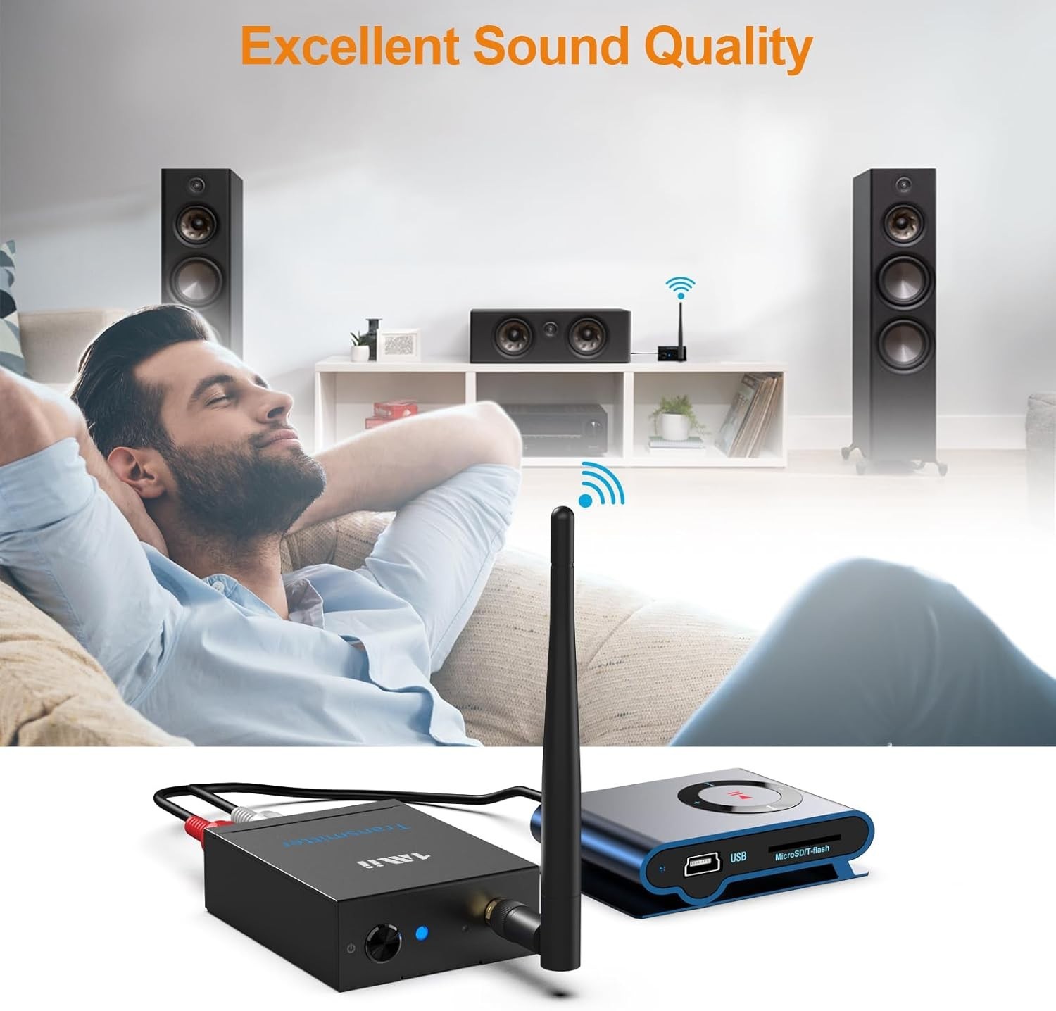 Wireless Audio Transmitter Receiver Kit 320ft Range