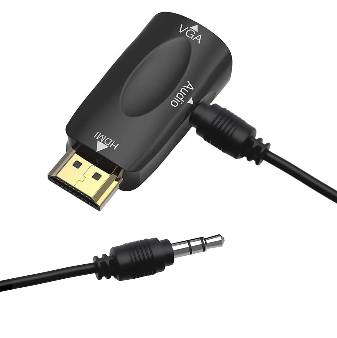 Guamar HDMI to VGA Adapter Converter with 3.5mm Audio Jack Cable for Black