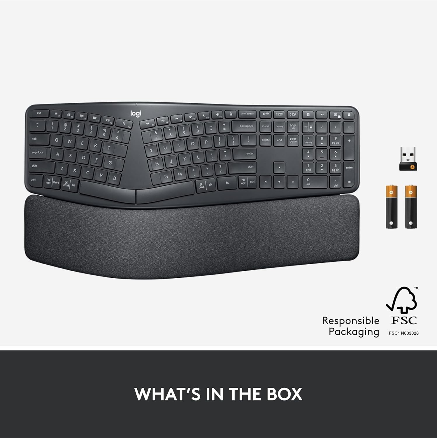 Logitech – ERGO K860 Ergonomic Wireless Keyboard for Windows and Mac with Palm