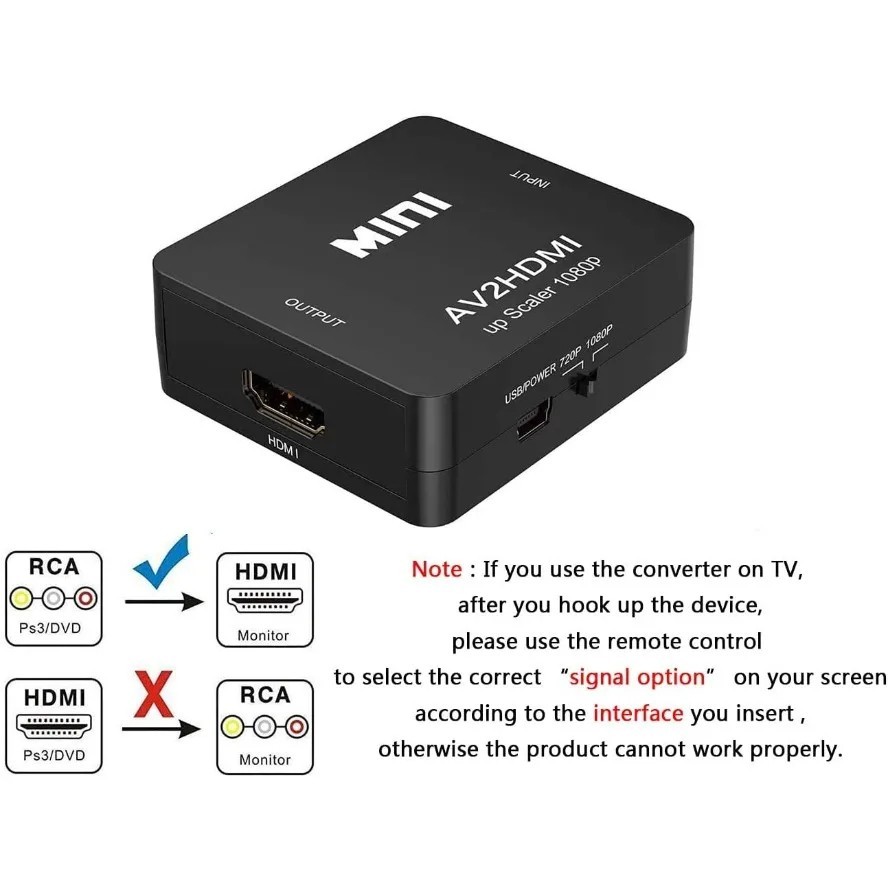HDMI To RCA AV Adapter Converter Cable CVBS 3RCA 1080P Composite Video Audio