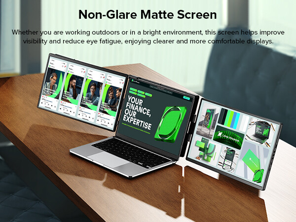 14 Inch 2K Tri-Screen Laptop Monitor Extender Triple Display Kompatibel mit Mac