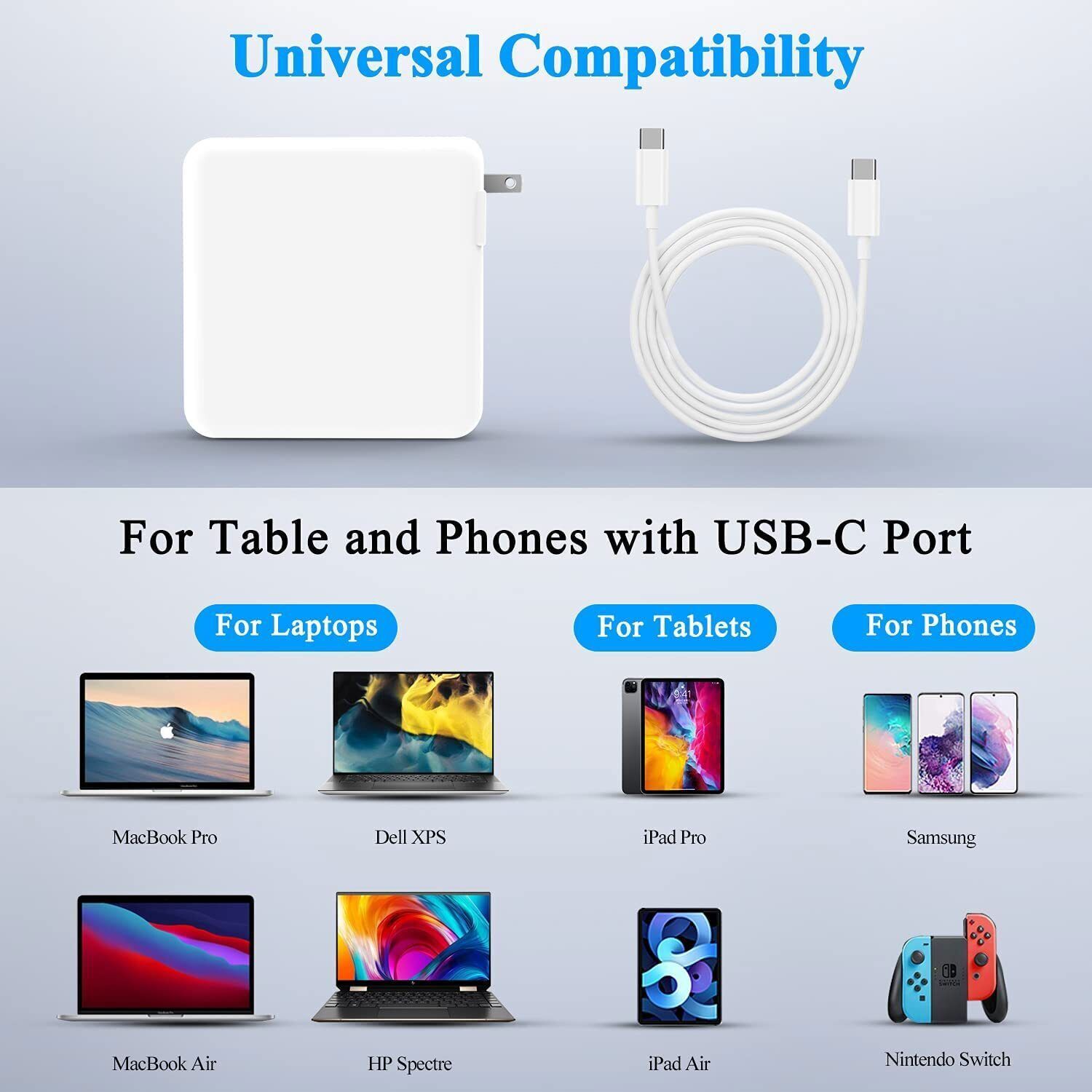 61W USB C Type C Adapter MacBook Pro 13” A1708 2016 2017 2018 2019 2020 Charger