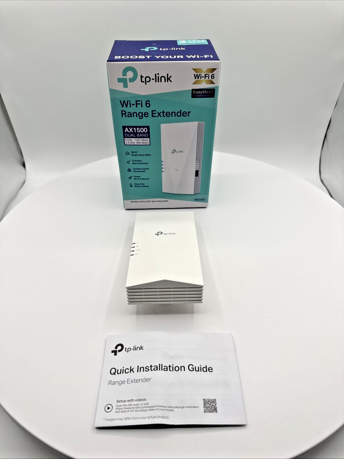 TP-Link RE500X AX1500 WiFi 6 Range Extender Dual Band Gigabit Ethernet White