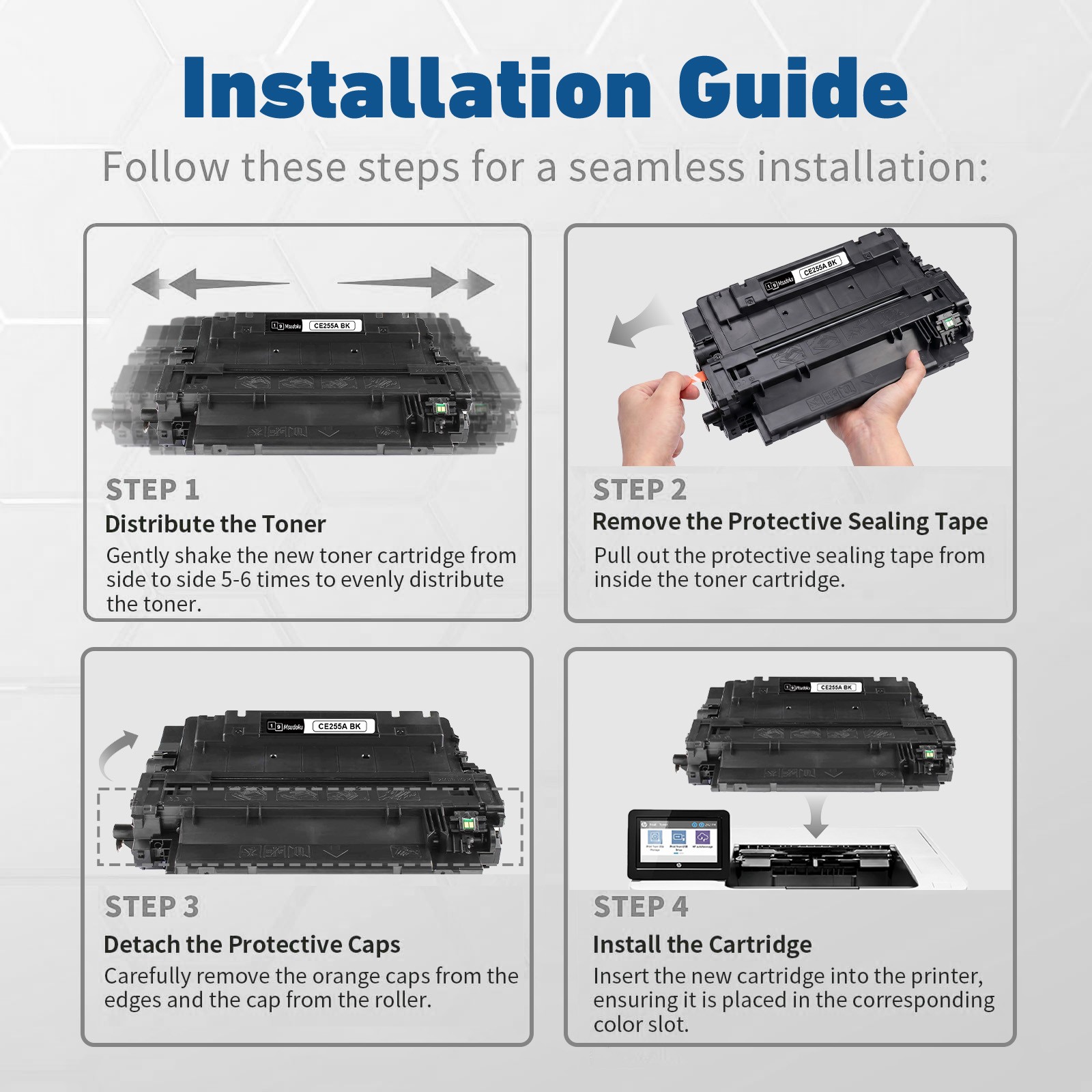 1 Pack CE255A Toner Cartridge For HP LaserJet Enterprise P3015d 500 MFP M525f/dn